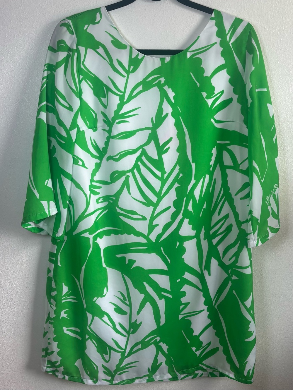 Lilly Pulitzer for Target Green and White Tropical Print Tie Back Shift Dress
